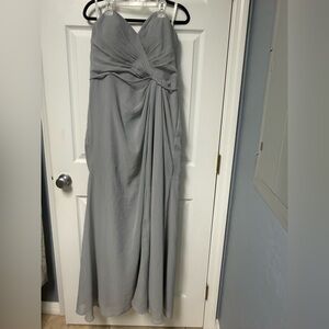 Christina Wu Light Gray Strapless Maxi Gown